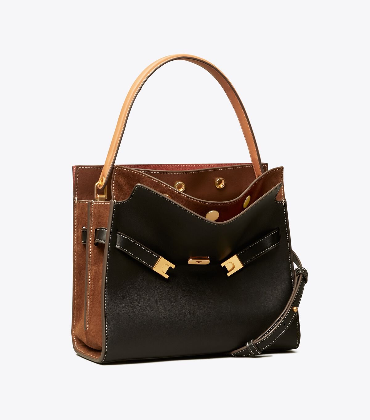 Women's Tory Burch Small Lee Radziwill Satchel Bags Black | ZGBNJU-096 - Tory Burch Outlet Sale