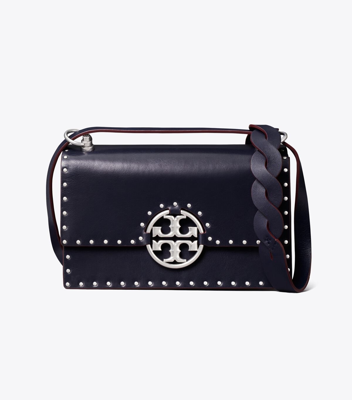 Women's Tory Burch Small Miller Studded Flap Shoulder Bags Navy | ZPXWOG-057 - Tory Burch Outlet Sale