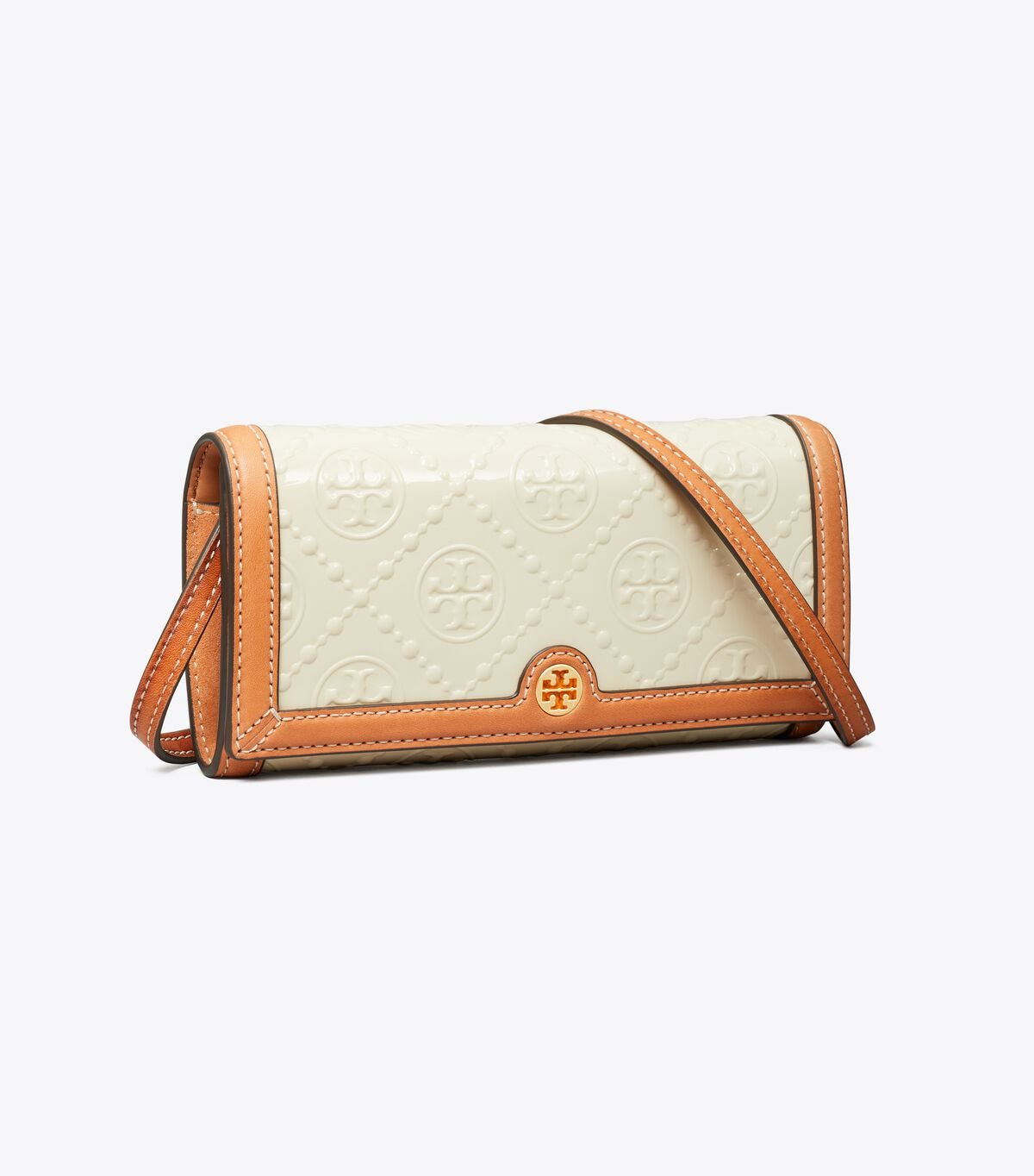 Women's Tory Burch T Monogram Patent Chain Crossbody Bags Khaki | YSDKJA-238 - Tory Burch Outlet Sale
