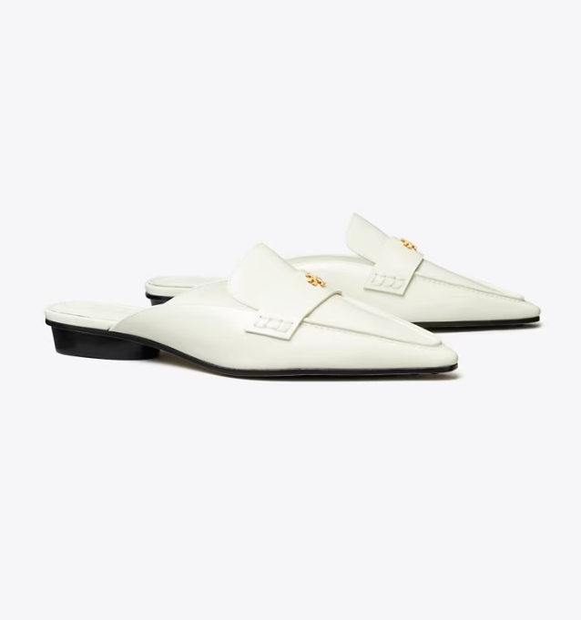 Women's Tory Burch Pointed Backless Loafers White | RCPJSG-071 - Tory Burch Outlet Sale