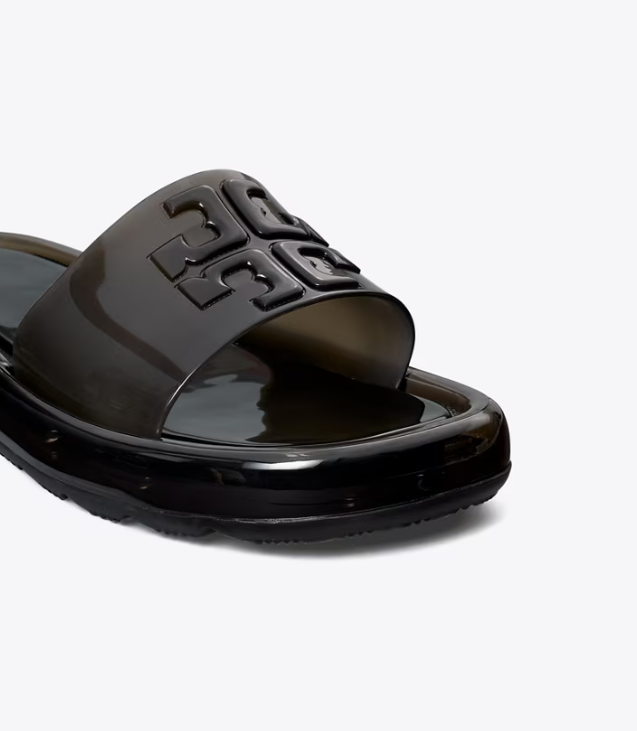 Women's Tory Burch Bubble Jelly Slides Black | LIUDXS-574 - Tory Burch Outlet Sale