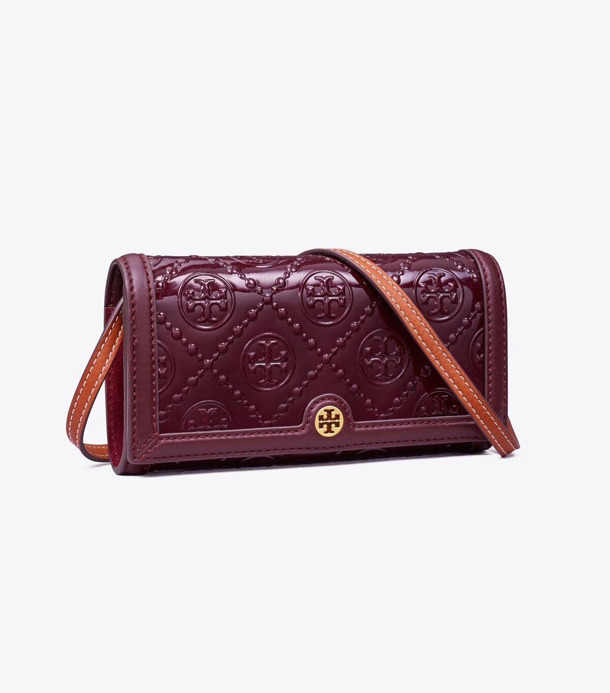 Women's Tory Burch T Monogram Patent Crossbody Bags Burgundy | XOWFVU-341 - Tory Burch Outlet Sale