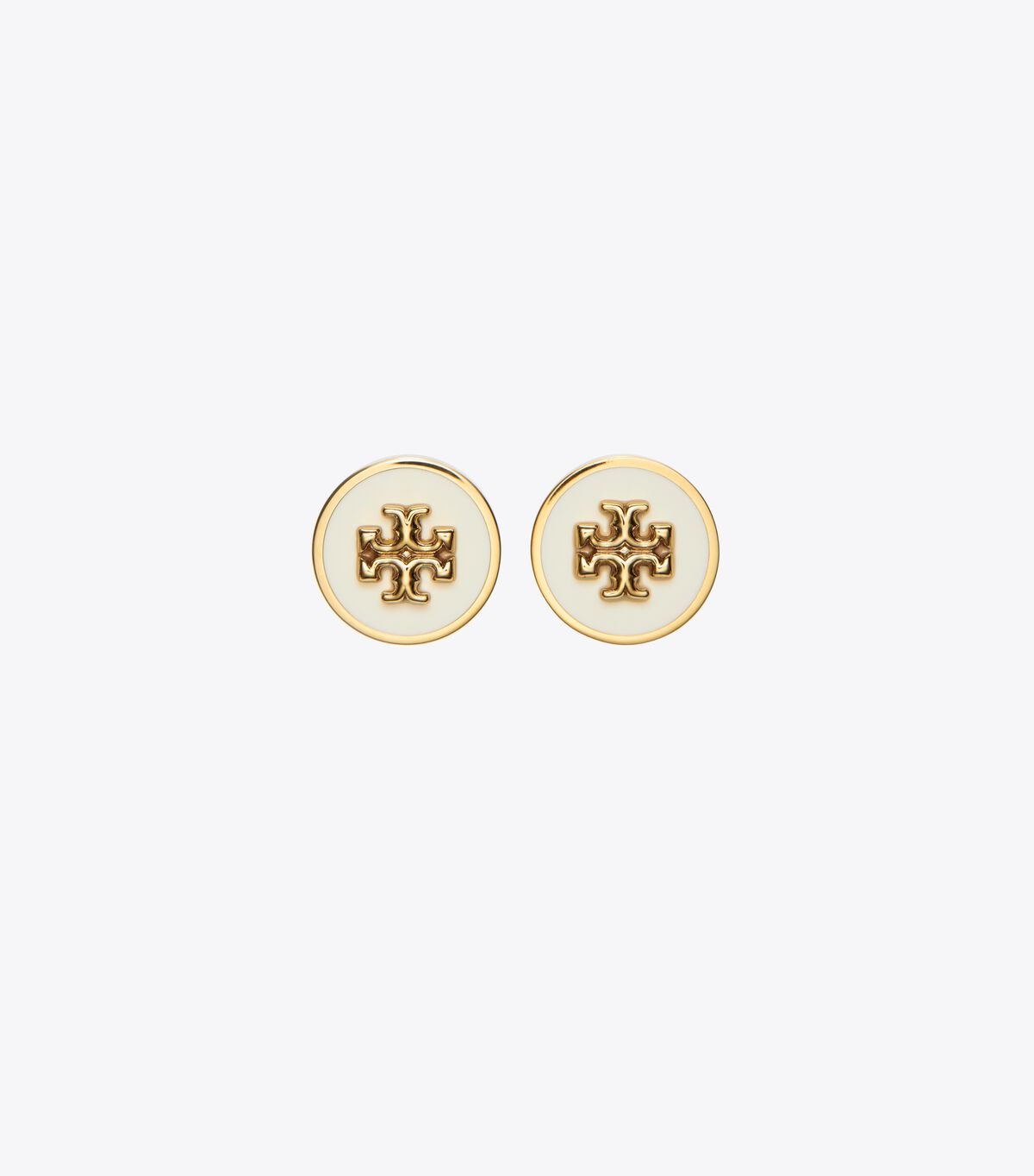 Women's Tory Burch Kira Enamel Circle-stud Earrings Gold / White | PQEYHW-536 - Tory Burch Outlet Sale
