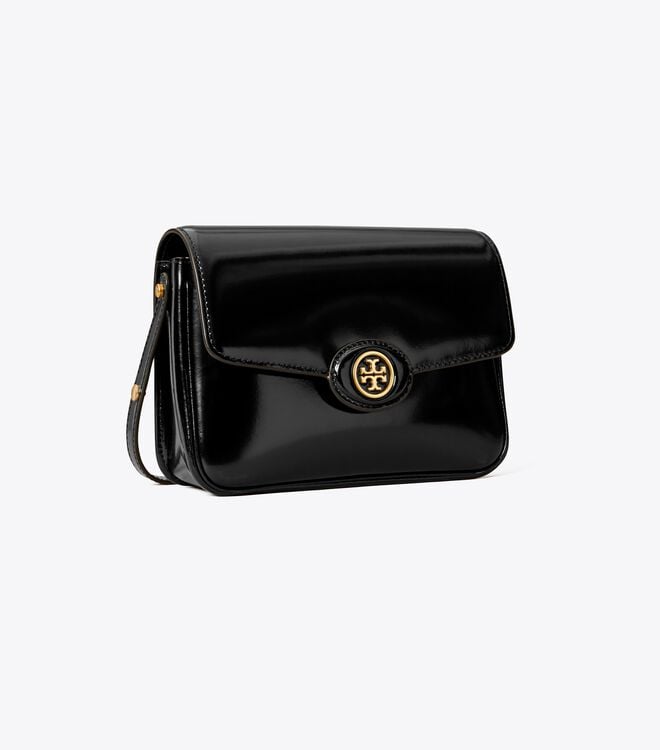 Women's Tory Burch Robinson Spazzolato Convertible Shoulder Bags Black | FMEDPZ-569 - Tory Burch Outlet Sale