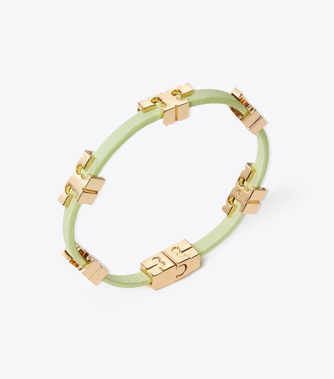 Women's Tory Burch Serif-t Single-wrap Bracelet Gold / Mint | VBOWRT-937 - Tory Burch Outlet Sale