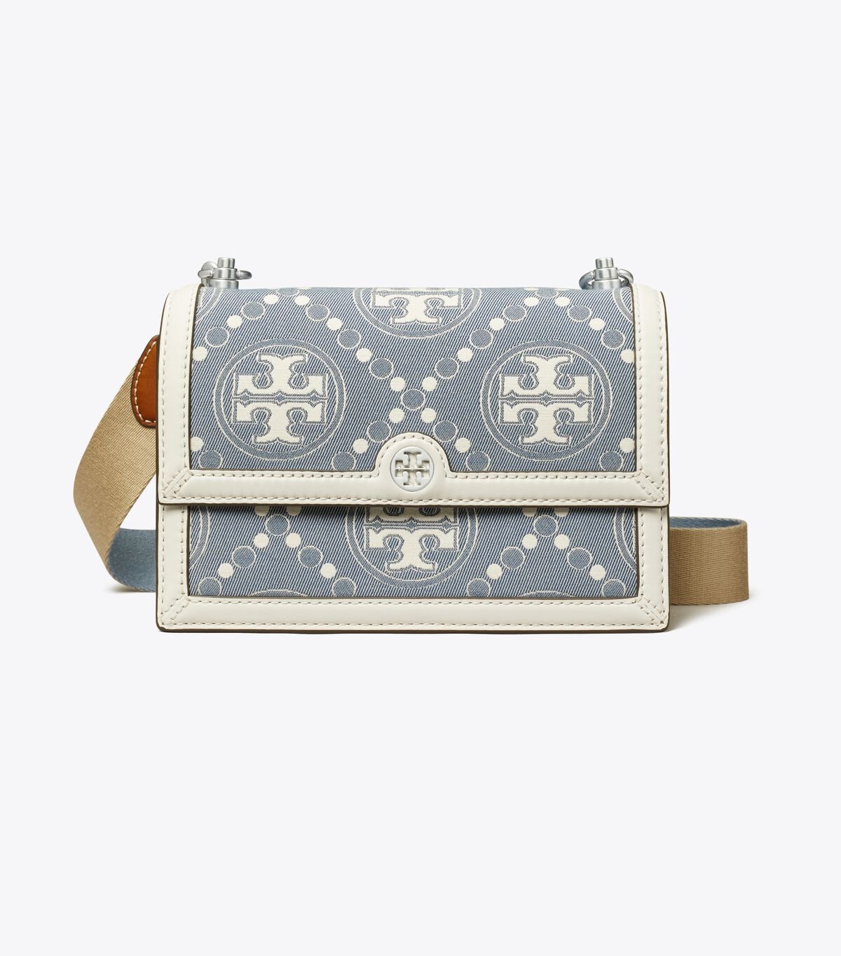 Women's Tory Burch Small T Monogram Denim Shoulder Bags Blue | EMNSBK-912 - Tory Burch Outlet Sale