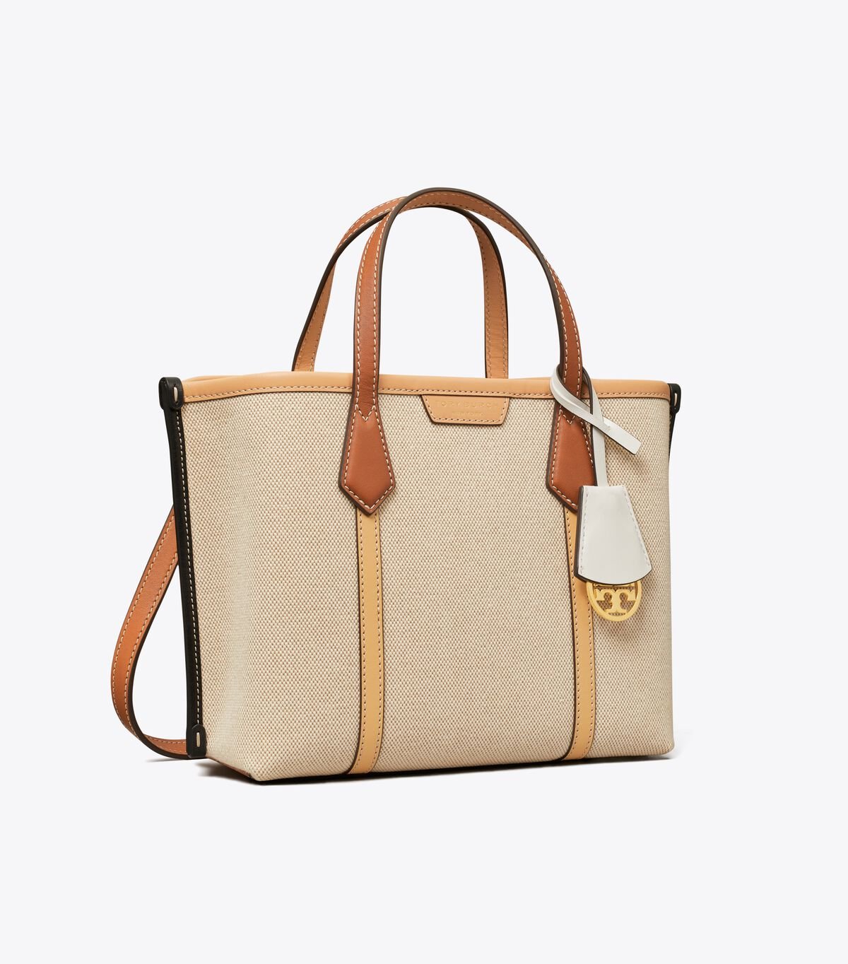 Women's Tory Burch Small Perry Canvas Triple-compartment Tote Bags Beige / Multicolor | MAXKJG-014 - Tory Burch Outlet Sale