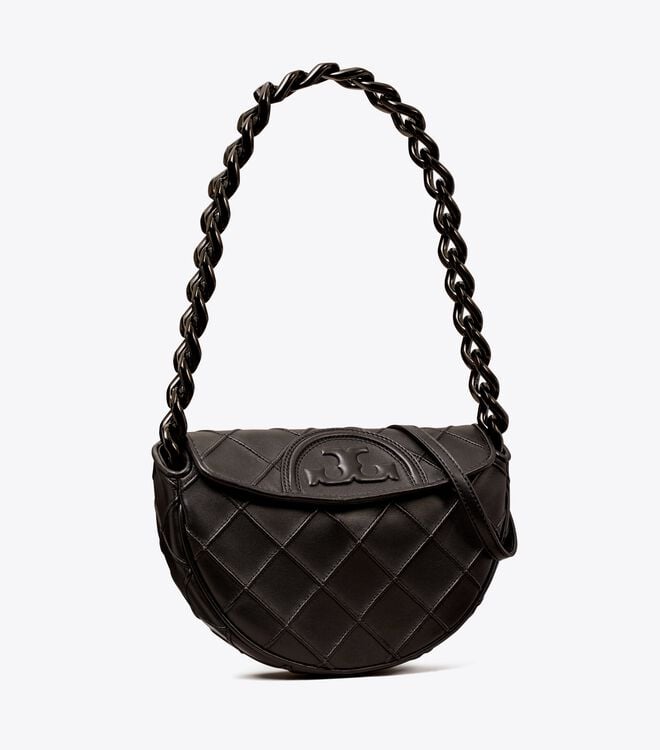 Women's Tory Burch Mini Fleming Soft Crossbody Bags Black | TAFZKB-085 - Tory Burch Outlet Sale