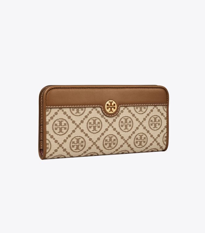Women's Tory Burch T Monogram Zip Slim Wallets Apricot | JMSNTG-017 - Tory Burch Outlet Sale