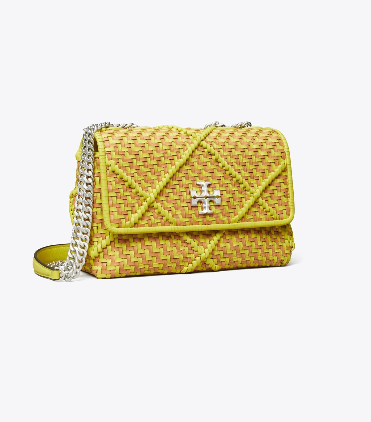 Women's Tory Burch Small Kira Diamond Woven Convertible Shoulder Bags Yellow | ZMPGTE-824 - Tory Burch Outlet Sale