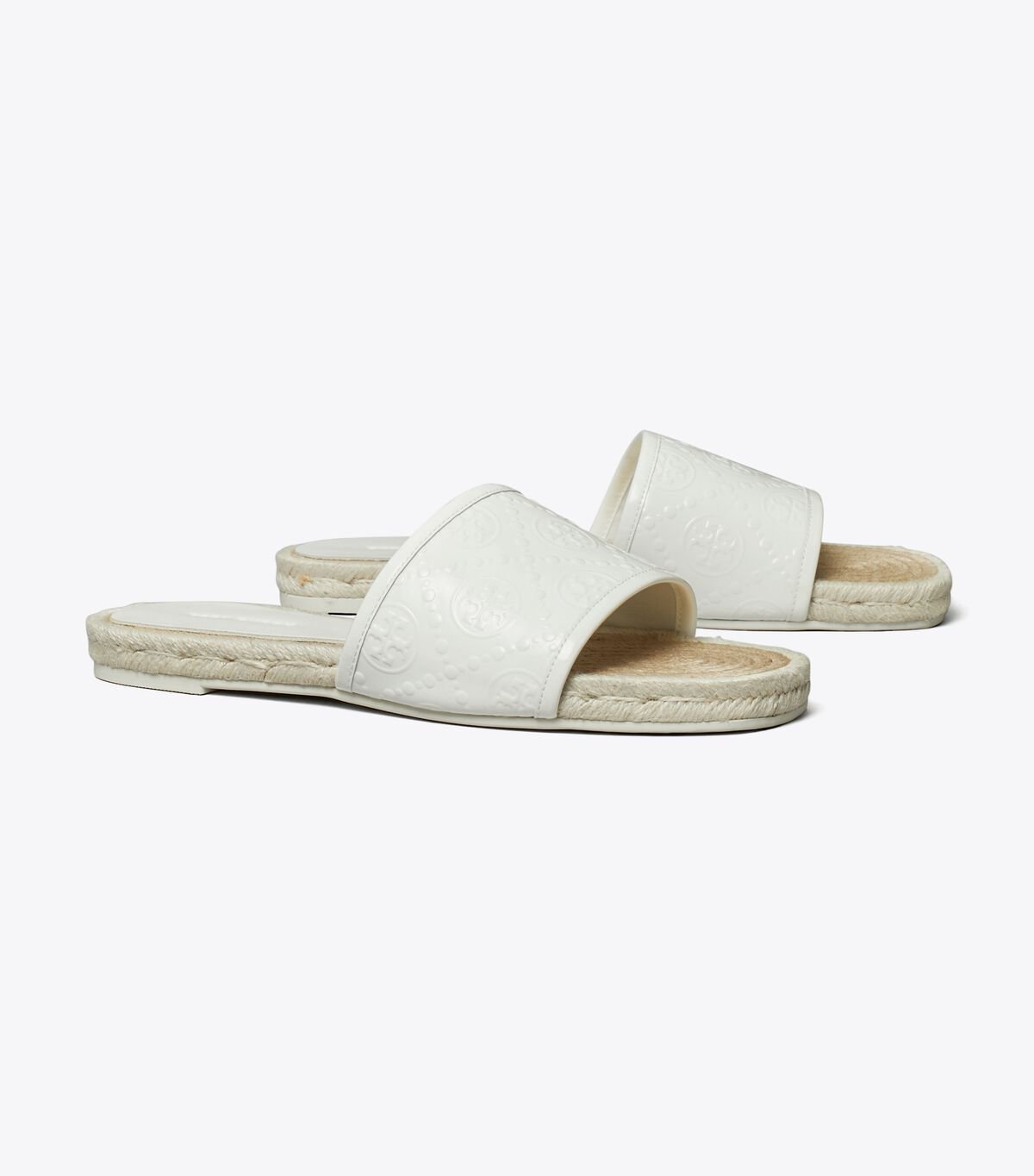 Women's Tory Burch T Monogram Espadrille Slides White | DWNXJT-164 - Tory Burch Outlet Sale