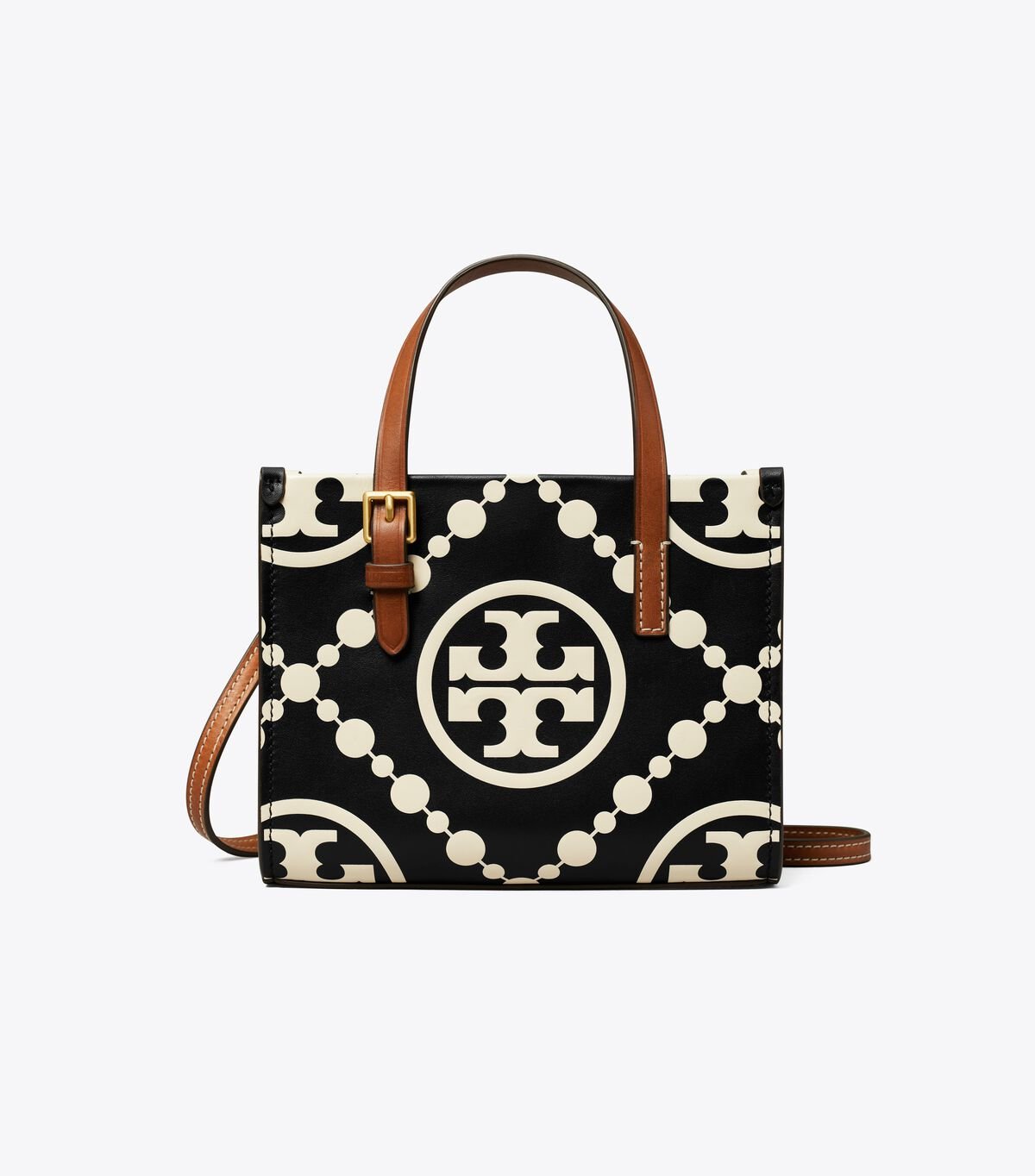 Women's Tory Burch Mini T Monogram Contrast Embossed Square Tote Crossbody Bags Black | KZLDBV-924 - Tory Burch Outlet Sale