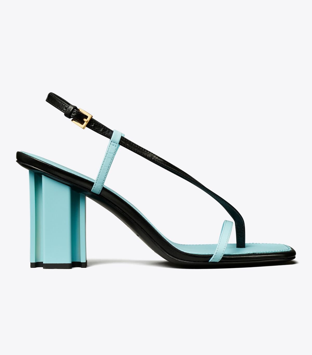 Women's Tory Burch T Stamp Heels Sandals Black / Light Blue | DRISCA-708 - Tory Burch Outlet Sale