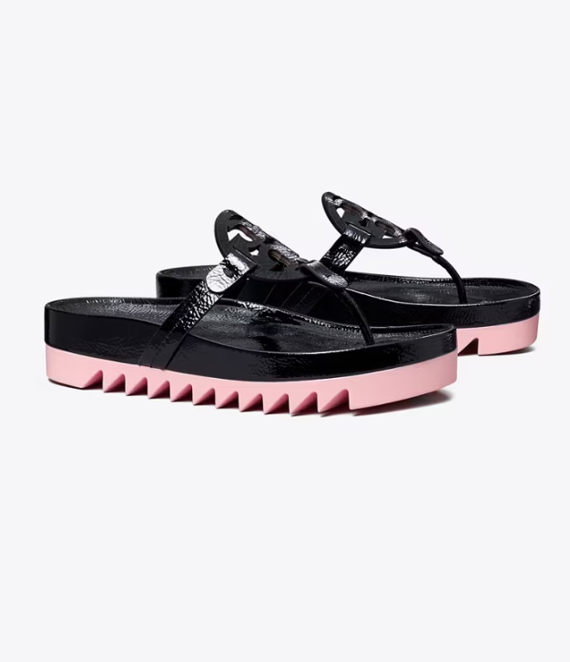 Women's Tory Burch Miller Cloud Lug Sandals Black | RBEHWN-981 - Tory Burch Outlet Sale