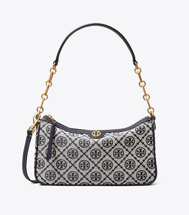 Women's Tory Burch T Monogram Jacquard Shoulder Bags Navy | DOKZCH-827 - Tory Burch Outlet Sale