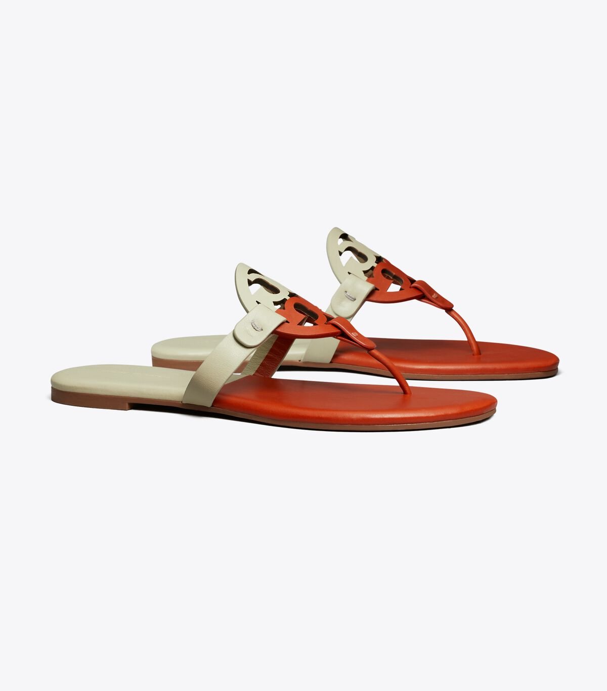 Women's Tory Burch Miller Soft Bicolor Leather Sandals Brown | HJFQSM-368 - Tory Burch Outlet Sale