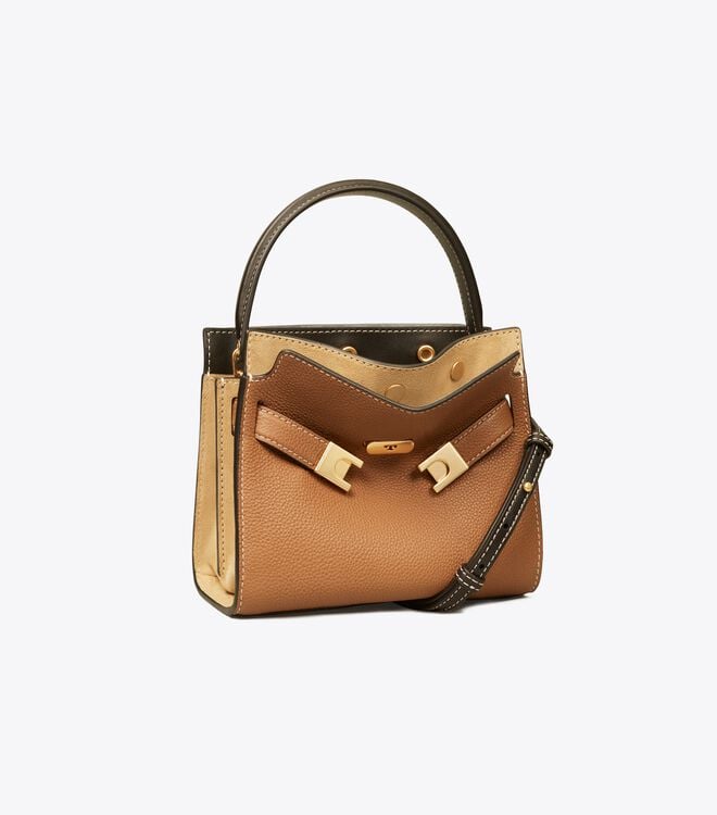 Women's Tory Burch Petite Lee Radziwill Pebbled Crossbody Bags Brown | IYCOMN-869 - Tory Burch Outlet Sale