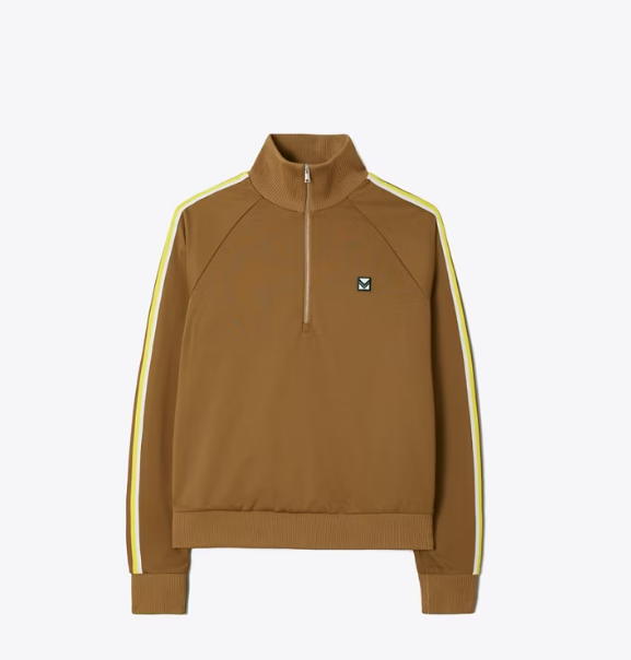 Women's Tory Burch Side Stripe Half-zip Track Jackets Brown | OVSJZU-430 - Tory Burch Outlet Sale