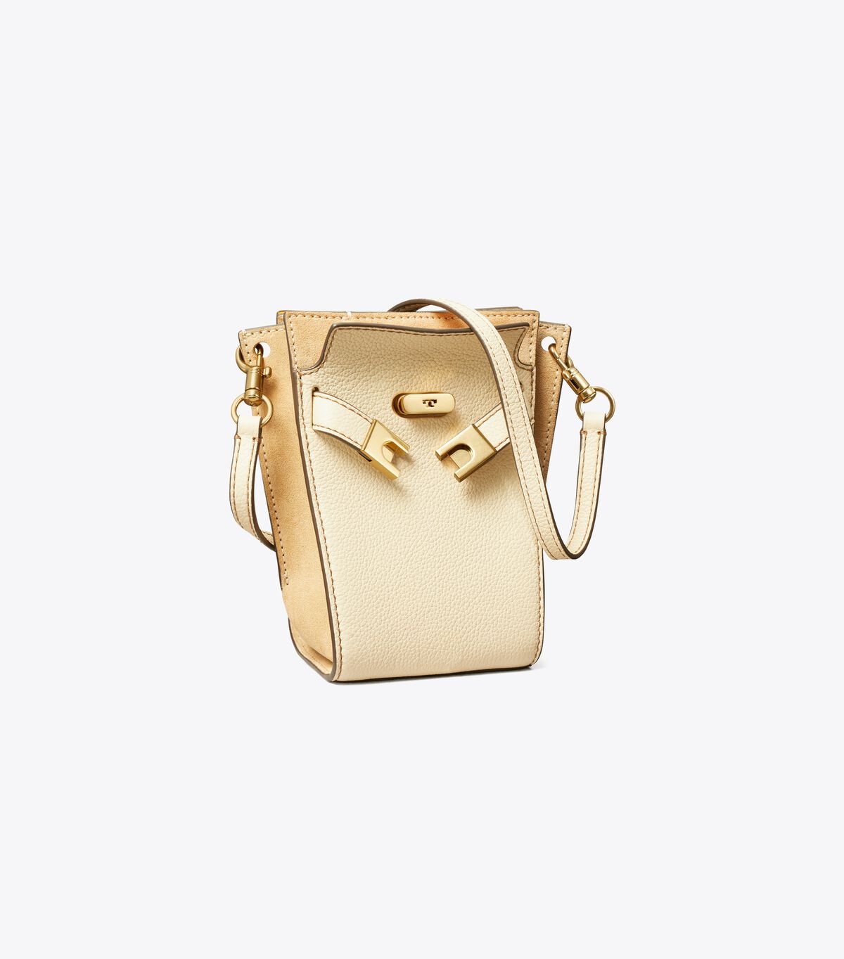 Women's Tory Burch Petite Lee Radziwill Pebbled Double Bucket Bags Light Yellow | ANGKJY-058 - Tory Burch Outlet Sale