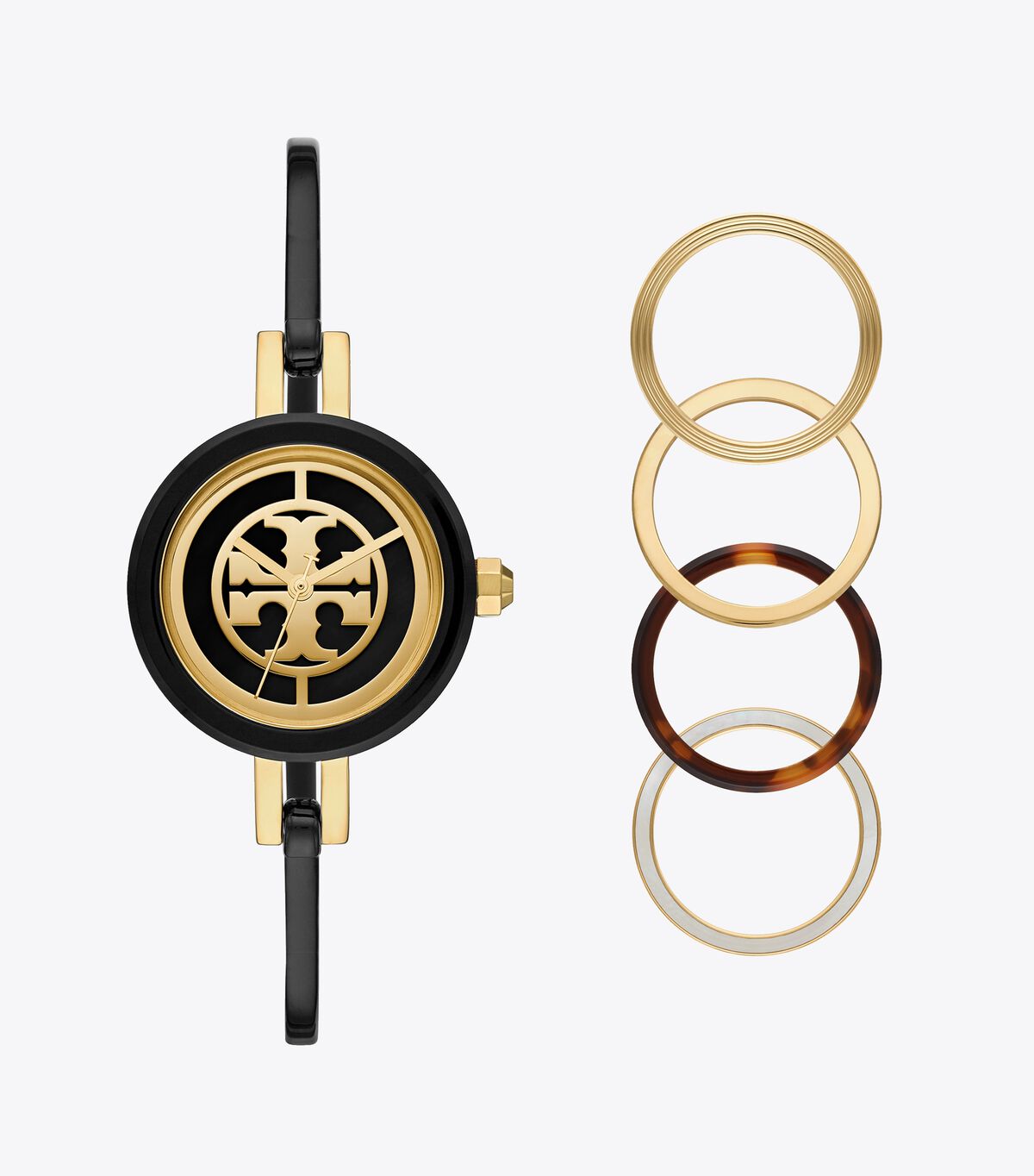 Women's Tory Burch Reva Bangle 29 Mm Watches Black / Gold | BQXKMG-781 - Tory Burch Outlet Sale