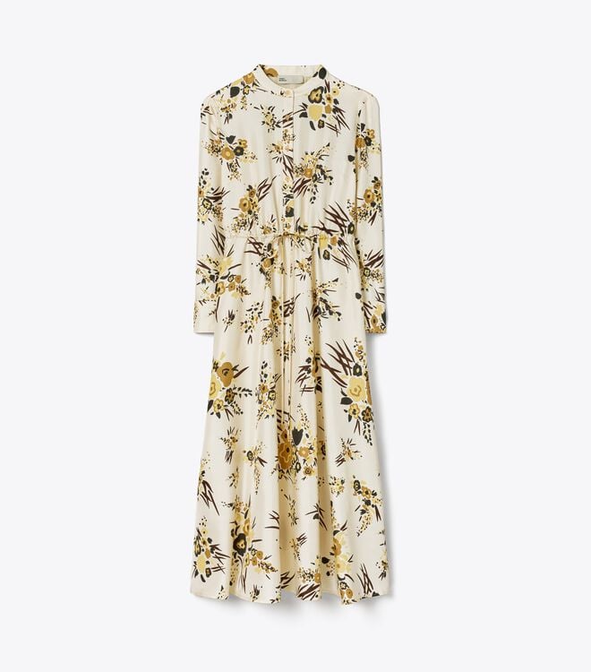 Women's Tory Burch Printed Silk Dress Multicolor | WRUEXK-938 - Tory Burch Outlet Sale