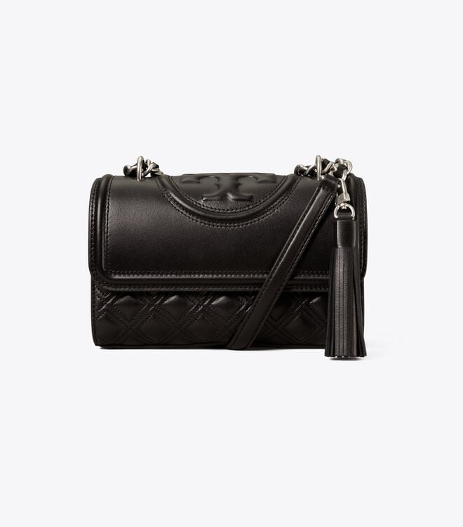 Women's Tory Burch Small Fleming Convertible Shoulder Bags Black / Silver | DZWUBX-209 - Tory Burch Outlet Sale