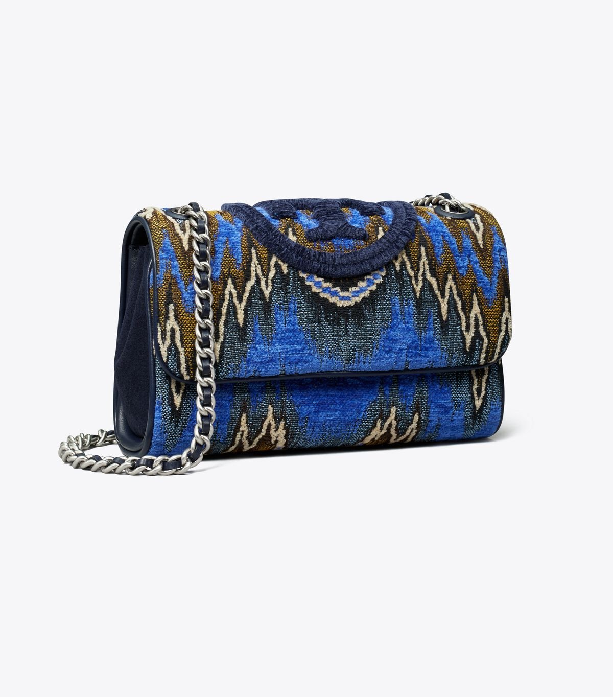Women's Tory Burch Fleming Soft Flame Stitch Small Convertible Shoulder Bags Blue Multicolor | QGNKWX-824 - Tory Burch Outlet Sale