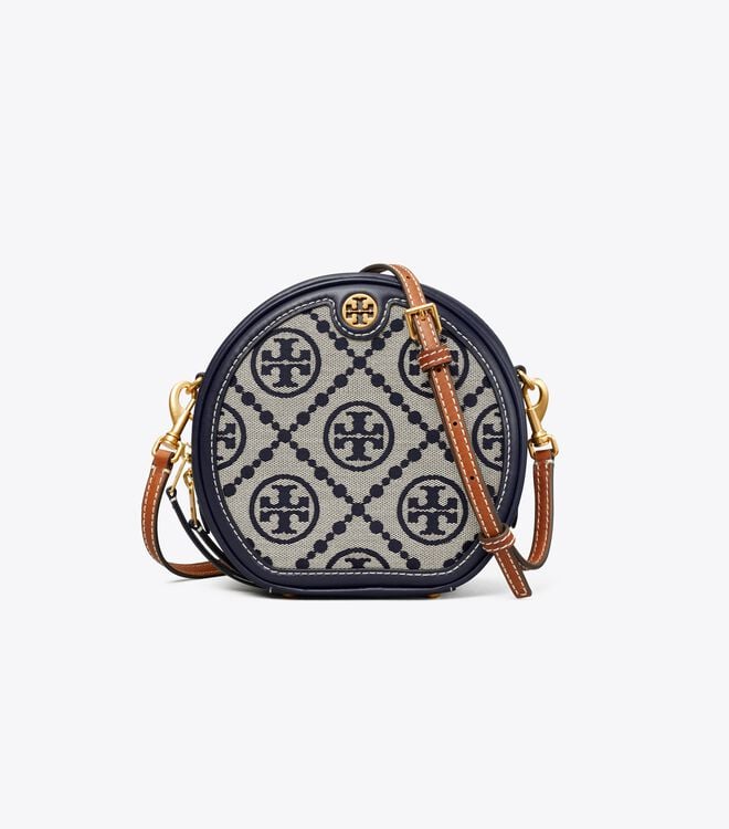 Women's Tory Burch T Monogram Jacquard Moon Crossbody Bags Navy | LTUPOC-218 - Tory Burch Outlet Sale