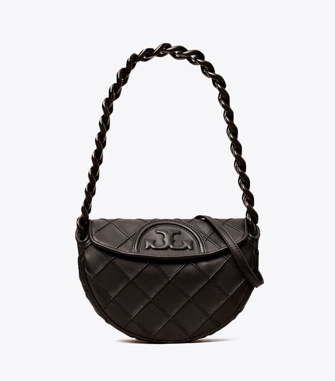 Women's Tory Burch Mini Fleming Soft Crossbody Bags Black | TAFZKB-085 - Tory Burch Outlet Sale