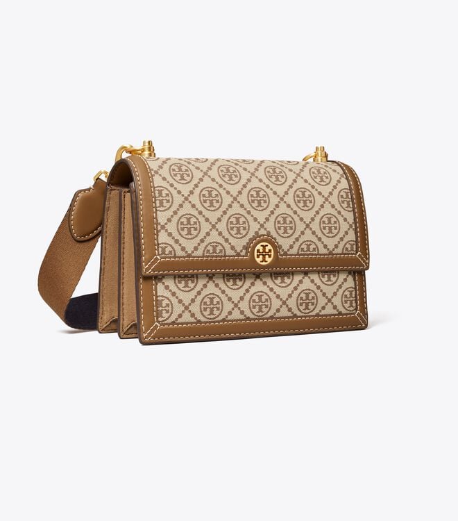 Women's Tory Burch Small T Monogram Shoulder Bags Beige | JZTPWN-934 - Tory Burch Outlet Sale