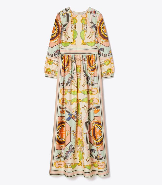 Women's Tory Burch Printed Silk Dress Multicolor | TALPSX-879 - Tory Burch Outlet Sale