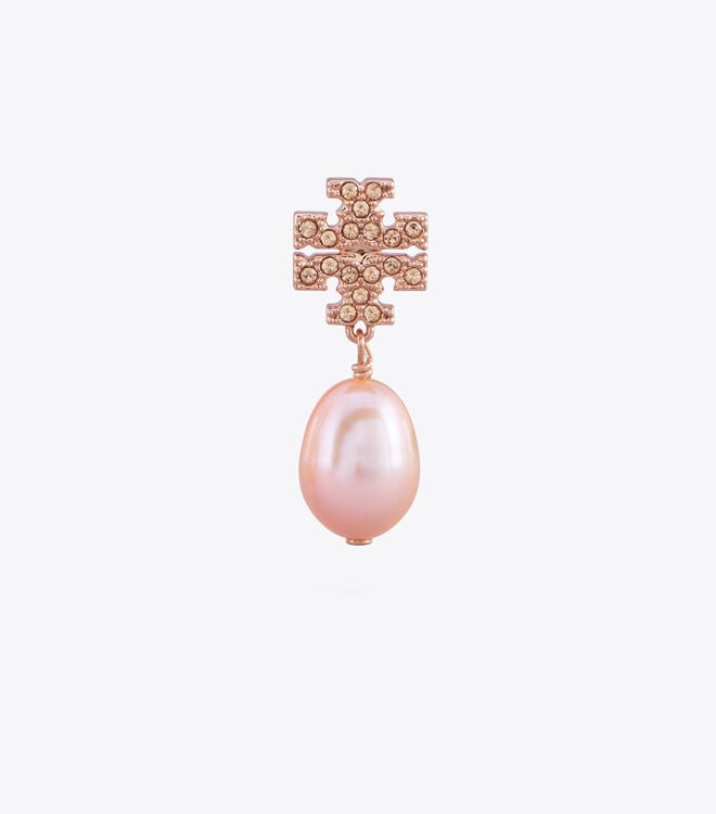 Women's Tory Burch Kira Pavé Pearl Drop Earrings Rose Gold | YCKNQJ-471 - Tory Burch Outlet Sale