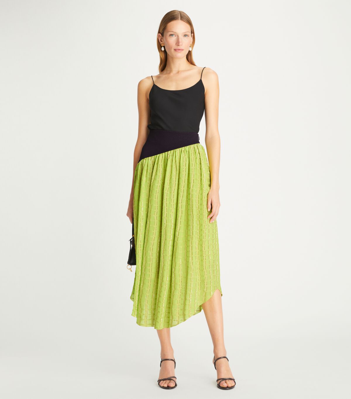 Women's Tory Burch Colorblock Chiffon Skirts Light Green | FHMOUQ-692 - Tory Burch Outlet Sale