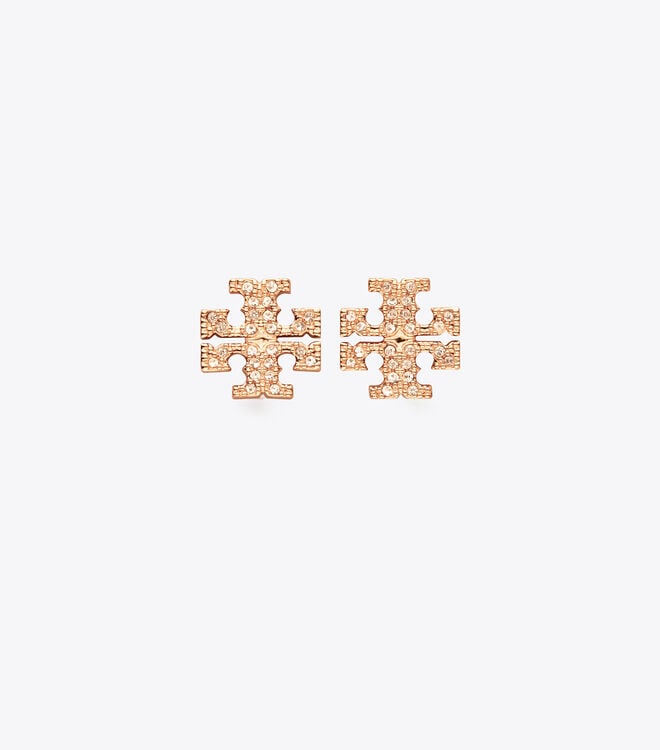 Women's Tory Burch Kira Pavé Stud Earrings Rose Gold | SNWTOM-904 - Tory Burch Outlet Sale