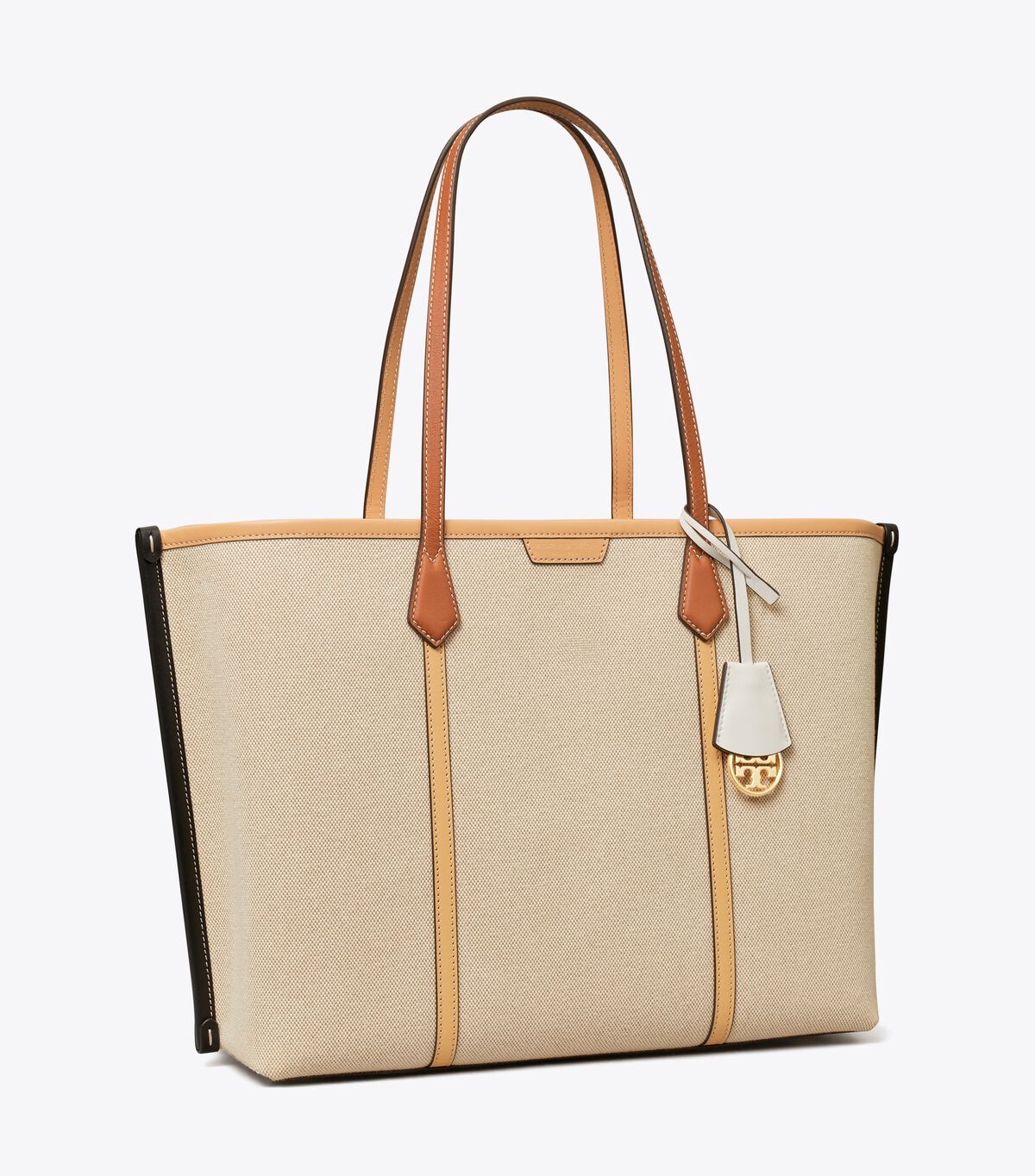 Women's Tory Burch Perry Canvas Triple-compartment Tote Bags Beige / Multicolor | LSCOFI-729 - Tory Burch Outlet Sale