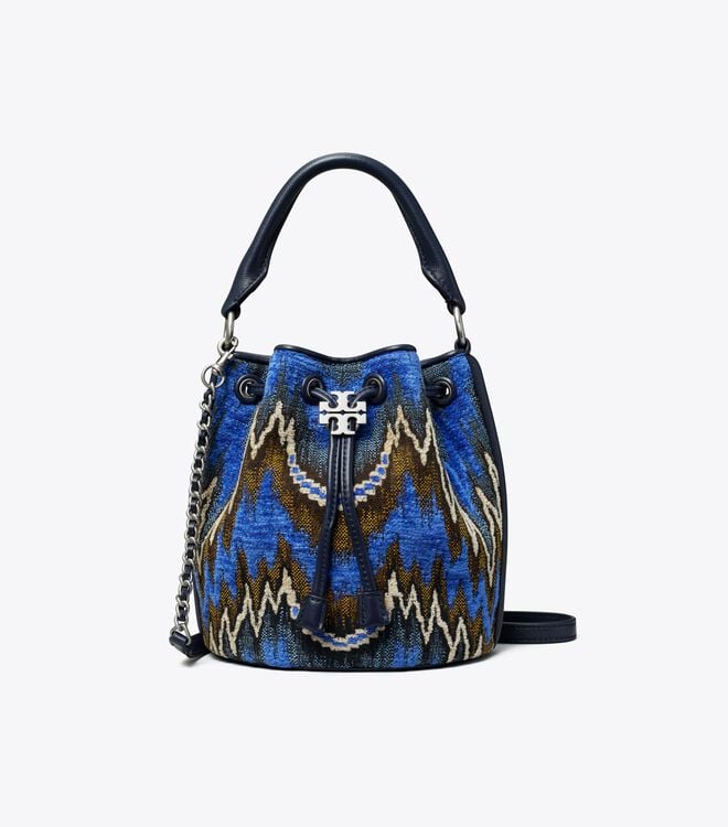 Women's Tory Burch Fleming Soft Flame Stitch Bucket Bags Blue | LKDUMY-456 - Tory Burch Outlet Sale