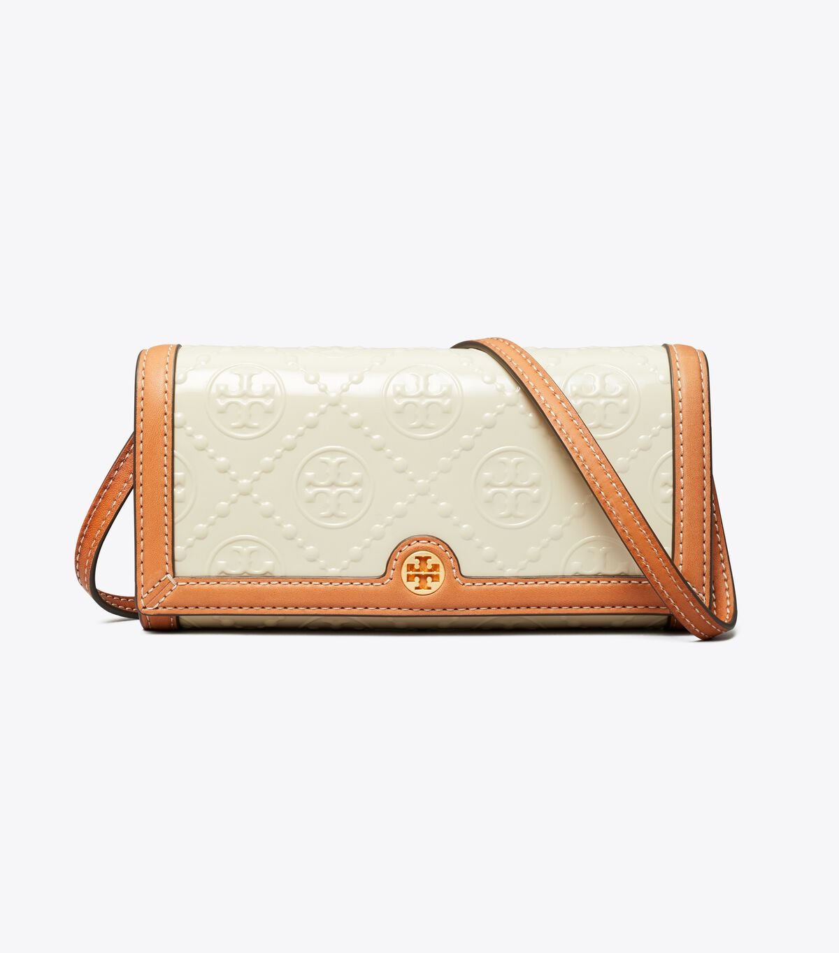 Women's Tory Burch T Monogram Patent Chain Crossbody Bags Khaki | YSDKJA-238 - Tory Burch Outlet Sale