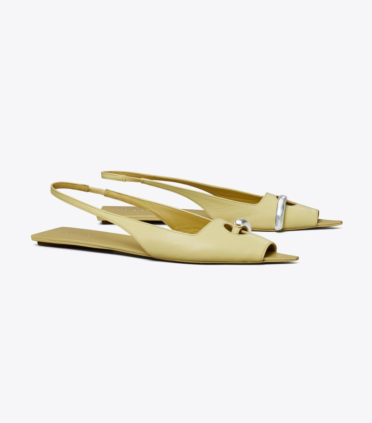 Women's Tory Burch Pierced Flat Slingback Sandals Cream / Beige | FUTOHG-935 - Tory Burch Outlet Sale