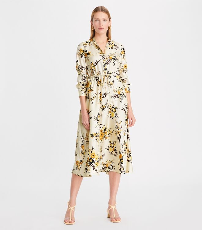 Women's Tory Burch Printed Silk Dress Multicolor | WRUEXK-938 - Tory Burch Outlet Sale