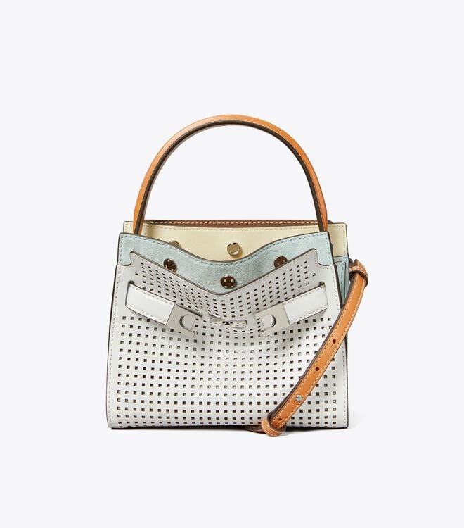 Women's Tory Burch Petite Lee Radziwill Perforated Crossbody Bags White | FRMCHA-674 - Tory Burch Outlet Sale