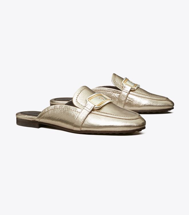 Women's Tory Burch Georgia Backless Loafers Gold | JQGVUD-825 - Tory Burch Outlet Sale