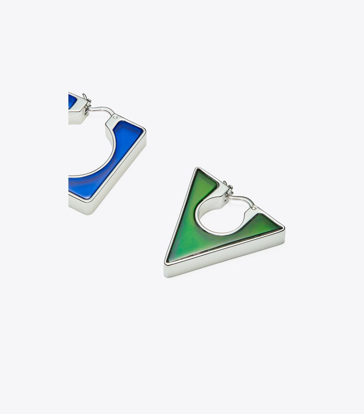 Women's Tory Burch Geo Hoop Earrings Silver / Blue / Green | VUGLHW-742 - Tory Burch Outlet Sale