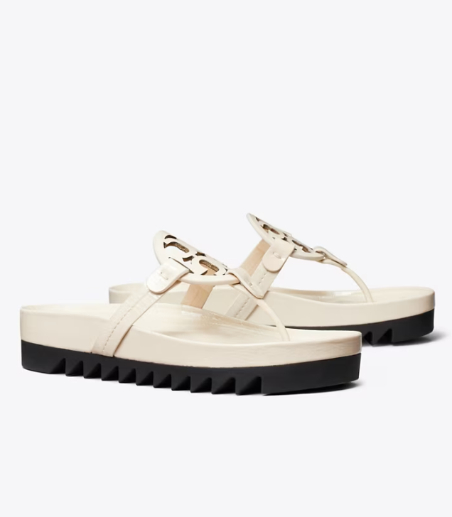 Women's Tory Burch Miller Cloud Lug Sandals Cream | LOPFWX-295 - Tory Burch Outlet Sale