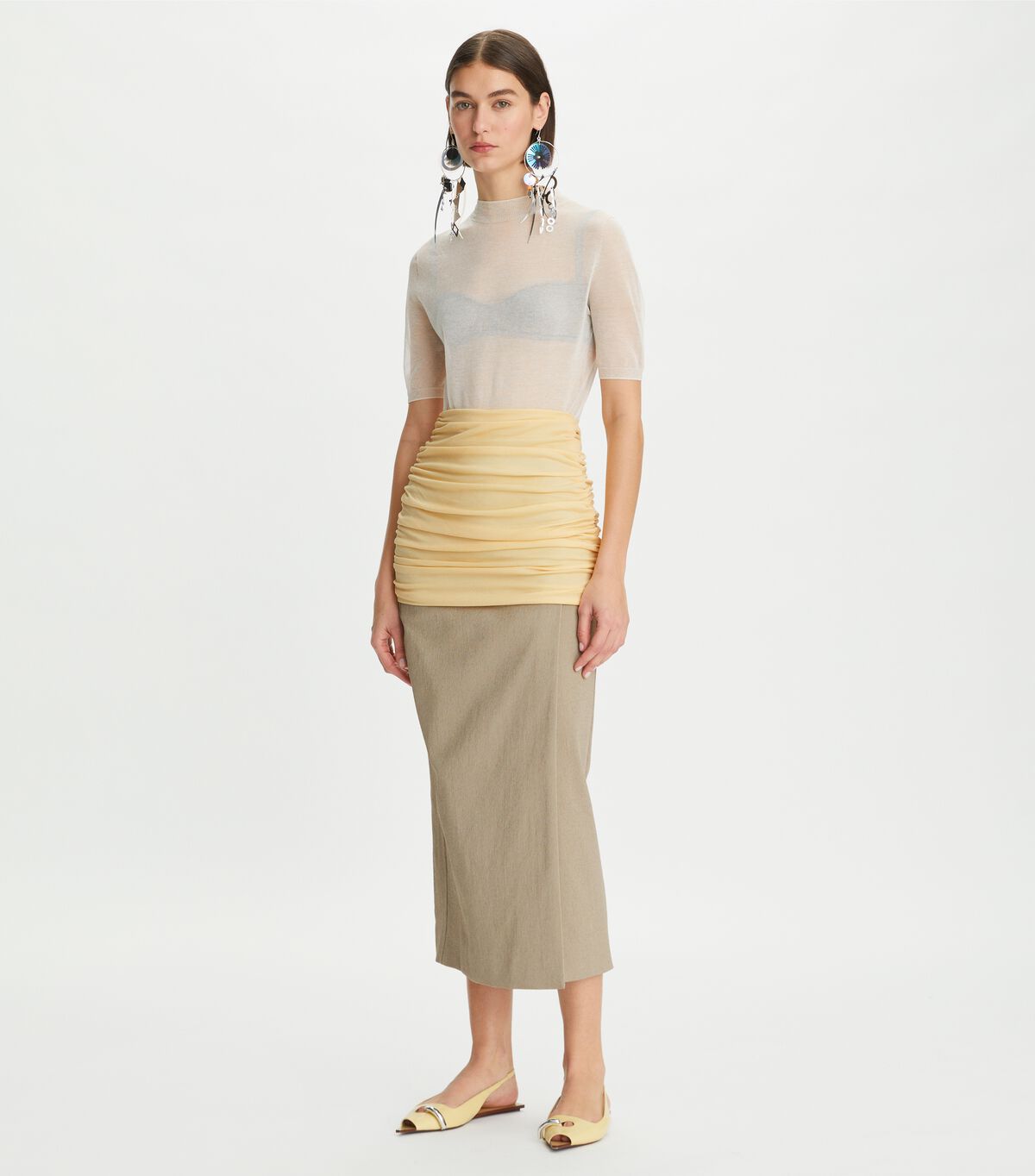 Women's Tory Burch Ruched Mini Skirts Yellow | GHQXSU-360 - Tory Burch Outlet Sale