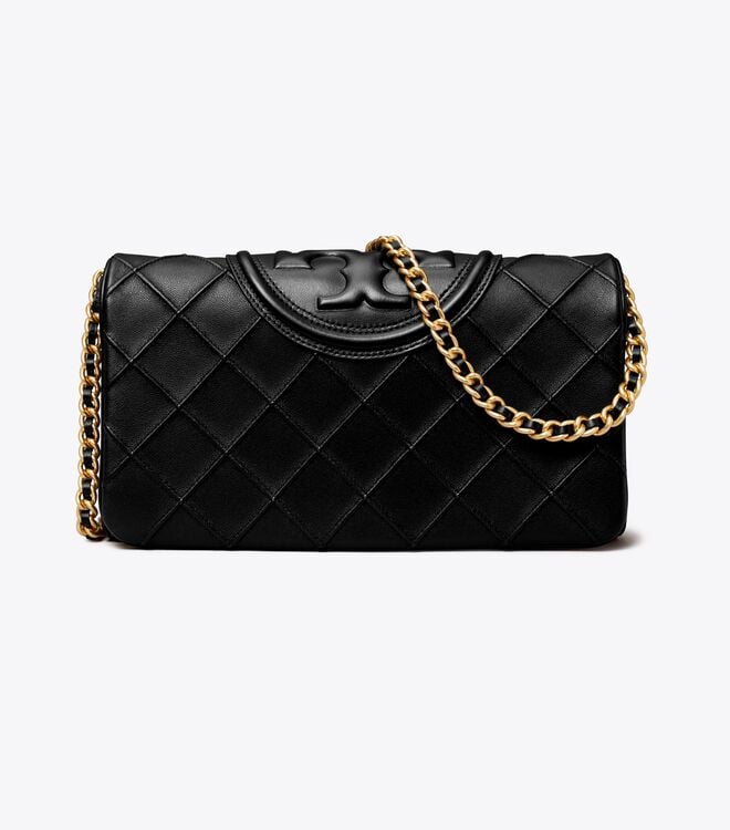 Women's Tory Burch Fleming Soft Clutch Crossbody Bags Black | PEVGQF-703 - Tory Burch Outlet Sale