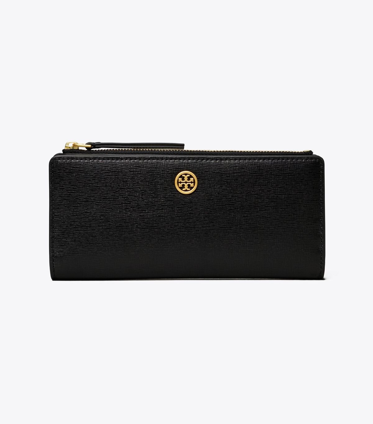Women's Tory Burch Robinson Zip Slim Wallets Black | GWPVUI-189 - Tory Burch Outlet Sale