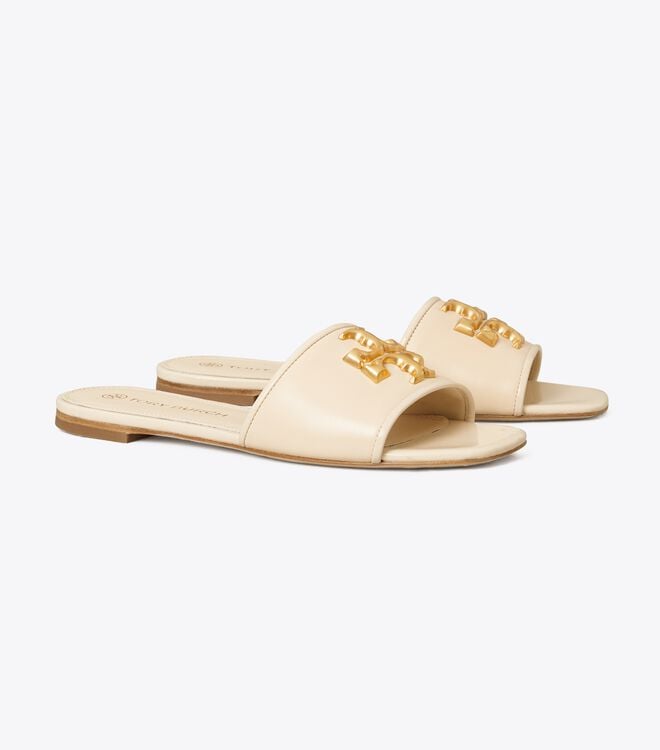 Women's Tory Burch Eleanor Slides Cream | CMBKGY-162 - Tory Burch Outlet Sale