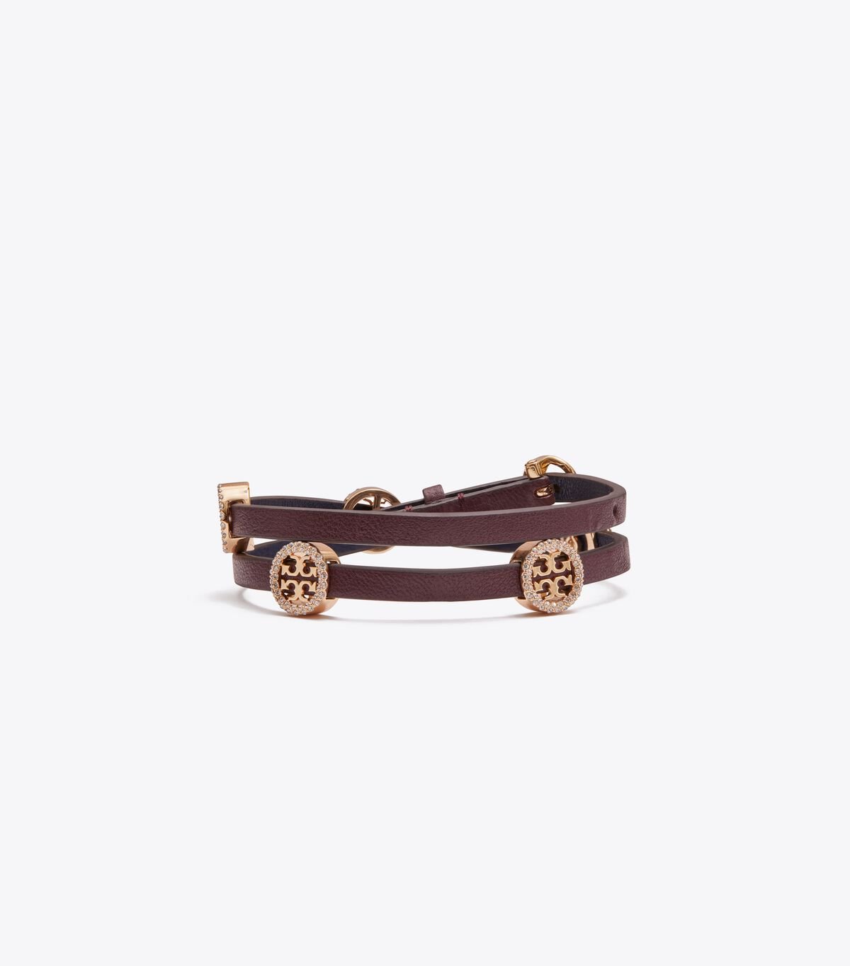 Women's Tory Burch Miller Pavé Double-wrap Leather Bracelet Brown | VQWGDN-051 - Tory Burch Outlet Sale