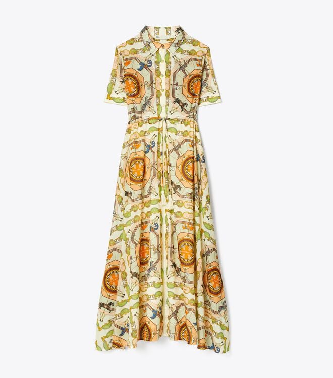 Women's Tory Burch Printed Cotton Dress Flower | EHDMWX-892 - Tory Burch Outlet Sale