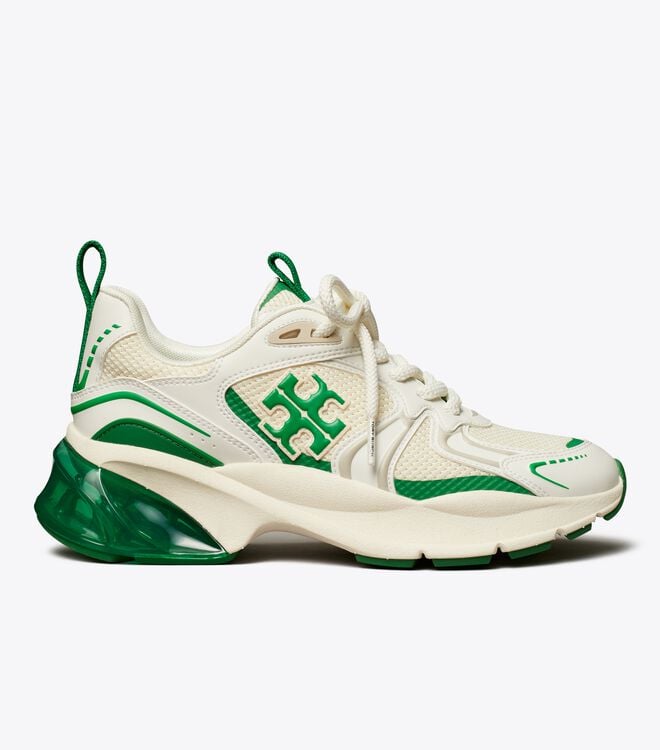 Women's Tory Burch Good Luck Tech Sneakers White / Green | KWFUIZ-256 - Tory Burch Outlet Sale